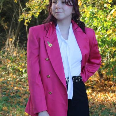 veste Upcycling brodée, sur cliente